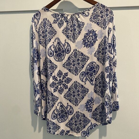Lucky Brand Tunic Small Blue‎ Festival Western Boho Prairie Embroidered Lace - Picture 8 of 12